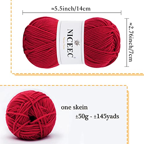 Image of NICEEC 300g Soft Assorted Colors Yarn - Sport Weight,100% Acrylic, 4 Ply, Bonbons Yarn for Crochet & Knit, DIY Project Starter Kit for Kids or Adults(Total 870yds) - Rainbow