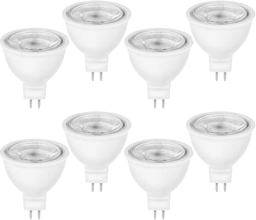 Lxcom Lighting MR16 LED Bulb G5.3 MR16 COB Spotlight 5W LED Light Bulbs 50W Halogen Bulbs 110V 6000K Cool White for Landscape Flood Track Recessed Lighting, Non-Dimmable,8 Pack