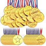 Gejoy 30 Pcs Gold Plastic Medals Winner Award Medals Bulk, Classic Style