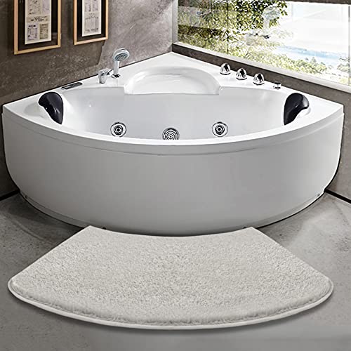 Tapis de douche d'angle antidérapant et lavable en microfibre douce gris clair