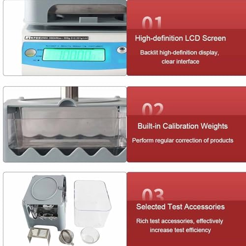 Densimetro elettronico dei solidi, densimetro digitale ad alta precisione 0.001g per granuli di gomma plastica, strumento di prova di densità