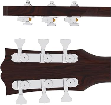 Hipshot 6GLO Grip-Lock Locking Guitar Tuning Machines 3+3 - Universal Mounting Plate UMP included - Chrome
