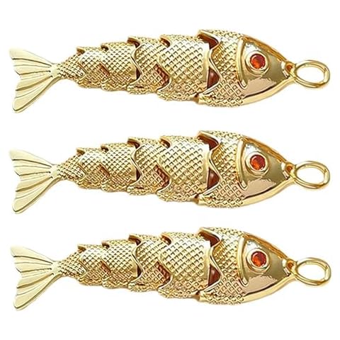 RJSQAQE Gold Fish Charm Pendant,Fish Sea Animal Golden Fish Shaped Gold Plated Pendants Pave Ocean Pendants For DIY Bracelet Necklace Earrings Jewelry Making Cover
