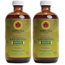 Tropic Isle Living Jamaican Black Castor Oil 8oz - For Hair Growth, Skin Conditioning, Eyebrows & Eyelashes, Scalp and Nail Care. Strengthen, Moisture & Repair Pack of 2