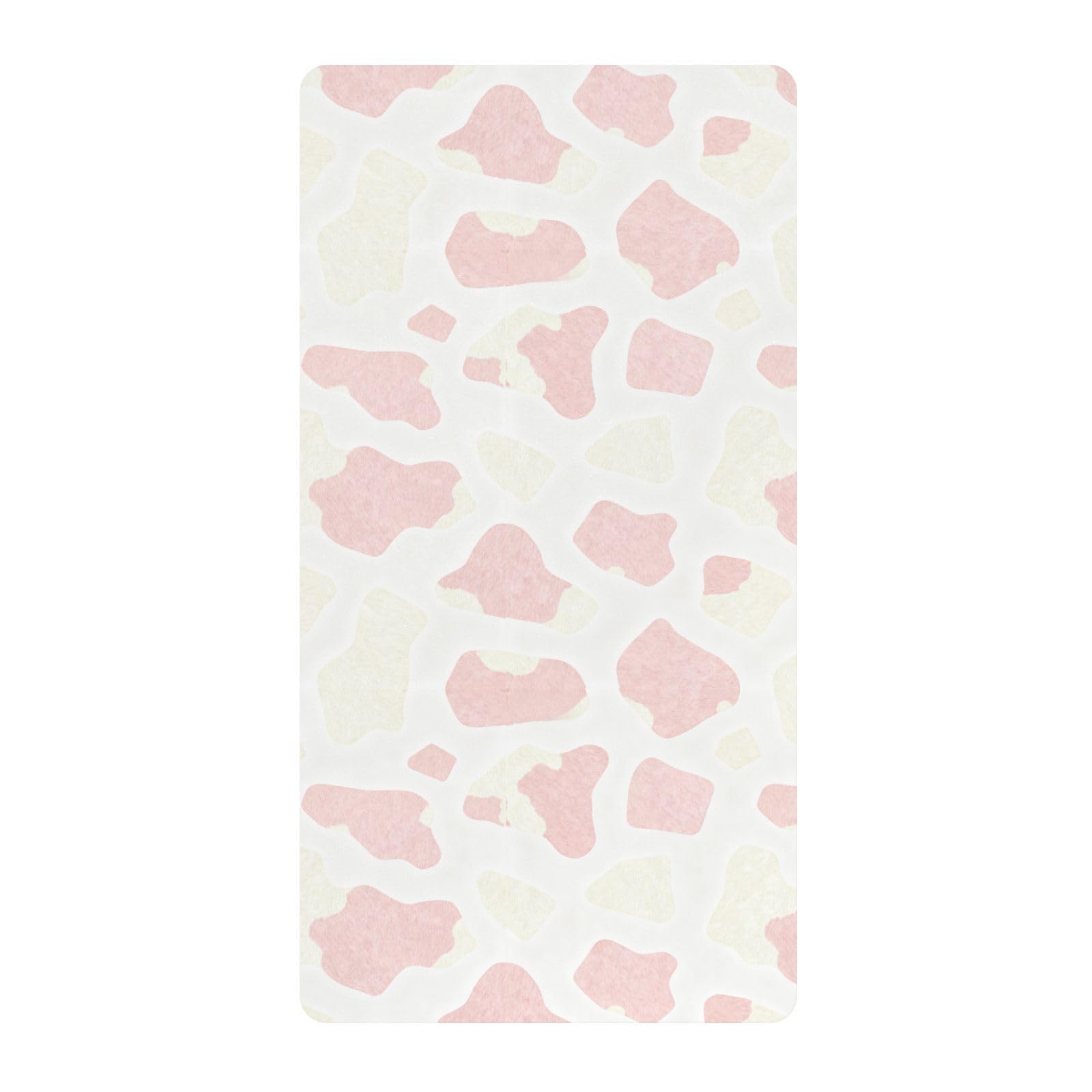 Sábanas abstractas de algodón para cuna con estampado de piel de vaca, color rosa bebé, para bebés, niños y niñas, sábana de colchón de cuna ultrasuave para decoración de guardería, 1 paquete de juego