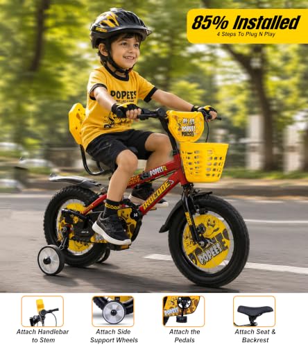Image of BROCODE Kids Cycle for 2 to 5 Years Boys and Girls 14T Cycle for Kids with Training Wheels Front Basket High Tensile Steel Frame Adjustable Seat Single Speed Bicycle Professional Assembling Required