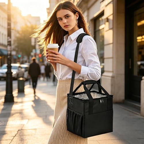 Transportadora de bebidas con 4 compartimentos y correa ajustable portátil 3