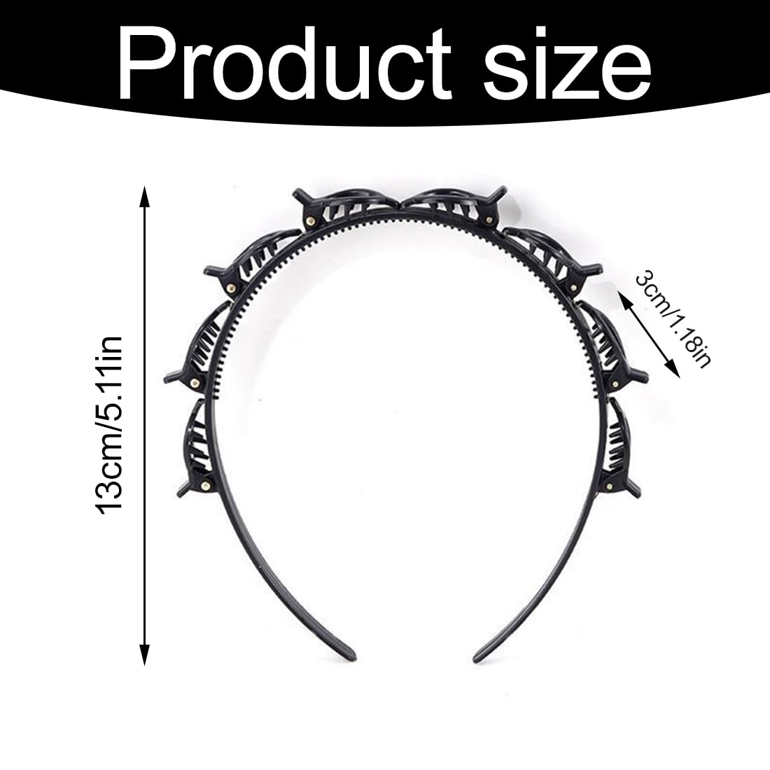 2 Pezzi Cerchietto per Capelli con Clip Fascia Dentata Strumento per Acconciature Elegante Fascia per Capelli per Donne e Ragazze (Nero e Marrone)