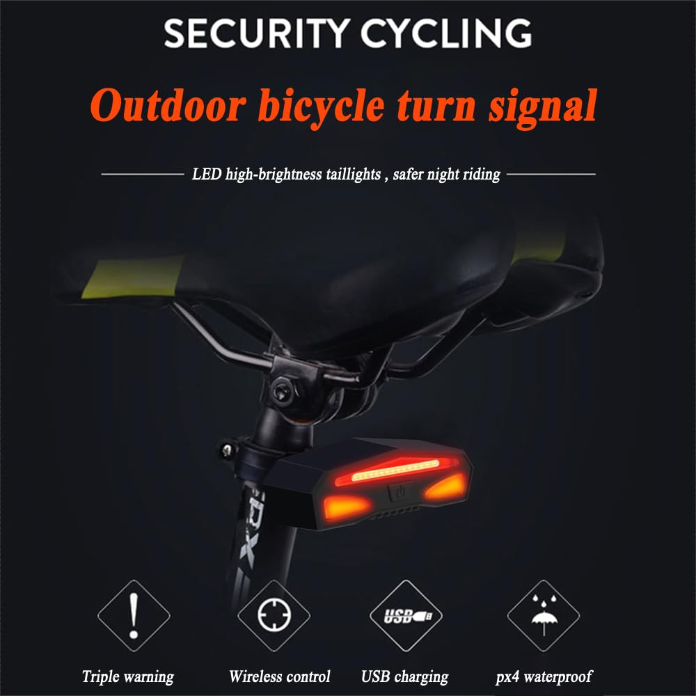 Luz Trasera Inteligente con Intermitentes y Control Remoto inalámbrico para Bicicleta de montaña y Carretera. Luces Impermeables Recargables por USB para Bicicleta de montaña y Car