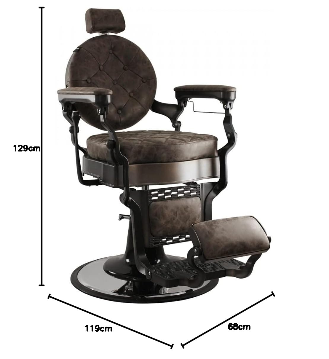 Silla de barbero con reposapiés para Barber Shop Vintage marrón o negro St. Louise