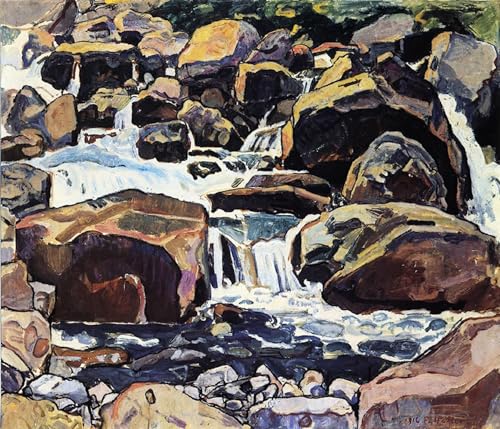 Art tableau ruisseau de montagne à Champéry pour salon déco murale nature sur toile 60x90