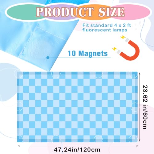 Image of 6 Pcs Light Covers for Ceiling Lights Classroom,Gingham | Magnetic Light Covers Classroom Filters, 4 x 2 ft, Room Office School Supplies, Reduces Fluorescent /LED Glare and Eye Strain