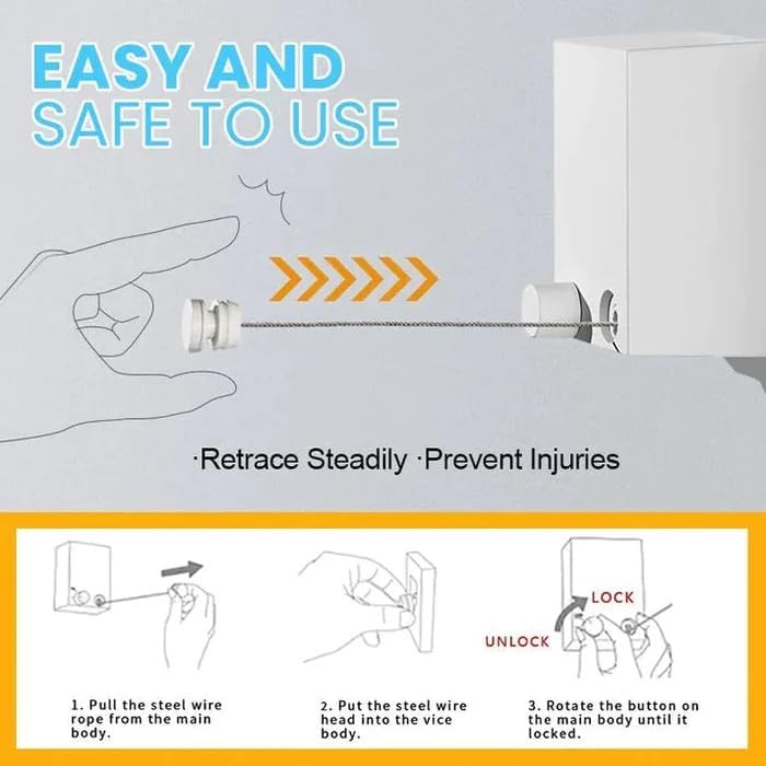 Image of Retractable Cloth line for Drying Clothes Indoor,Heavy Duty Double Cloth Drying Rope for Balcony,Wall Mounted Cloth Drying Stand Laundry Clothesline Adjustable Washing Line 13.8 Ft Wire (Medium)