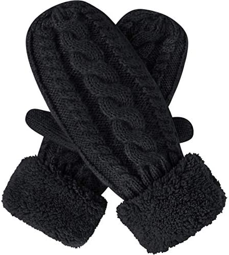 Winter Gloves Mittens for Women, Women's Gloves Warm Wool Knit Thick Gloves Christmas Gifts Stocking Stuffers for Women,Black
