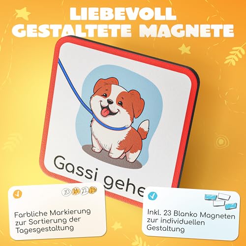 Kinderparadies Online Magnetischer Wochenplaner - Routine Planer Kinder mit 188 farbigen Magneten - Aufgabenplaner Kinder für Termine, Pflichten & Freizeit – Lernspiel zur Organisation der Woche