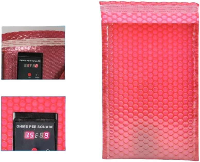 12 Pack Red Anti-Static Conductive Bubble Bags – Self-Sealing ESD Protection for Circuit Boards & Electronics (18 * 25 * 5cm)