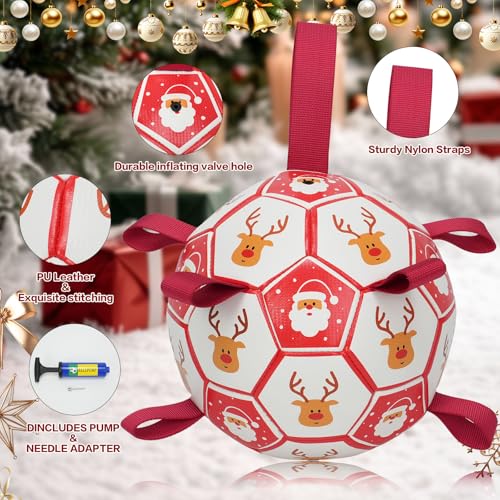 KYLIINSURE Hundefußball,Hundespielzeug Ball mit Griff und Pumpe,Interaktives Haustierspielzeug,Premium Hundefußball Spielzeug für Mittlere Große Hunde Indoor & Outdoor Unterhaltung(18.5cm/7.28in)