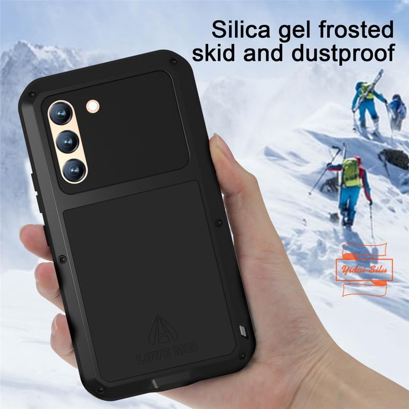 Galaxy S21 FE Wodoodporne 【Wytrzymałe aluminium, IP54 Jakość wojskowa】 2m Odporne na wstrząsy metalowe 360°Protectio Etui z wbudowanym ekranem do Samsung Galaxy S21 FE 6,4" - Czarny