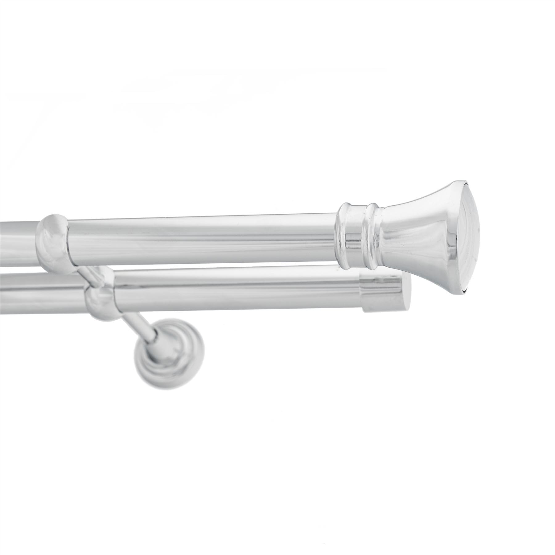 Ianpav Liberty Double Metal Curtain Pole 25/25Mm With Finials Rod Cassic Brackets 290Cm Chrome