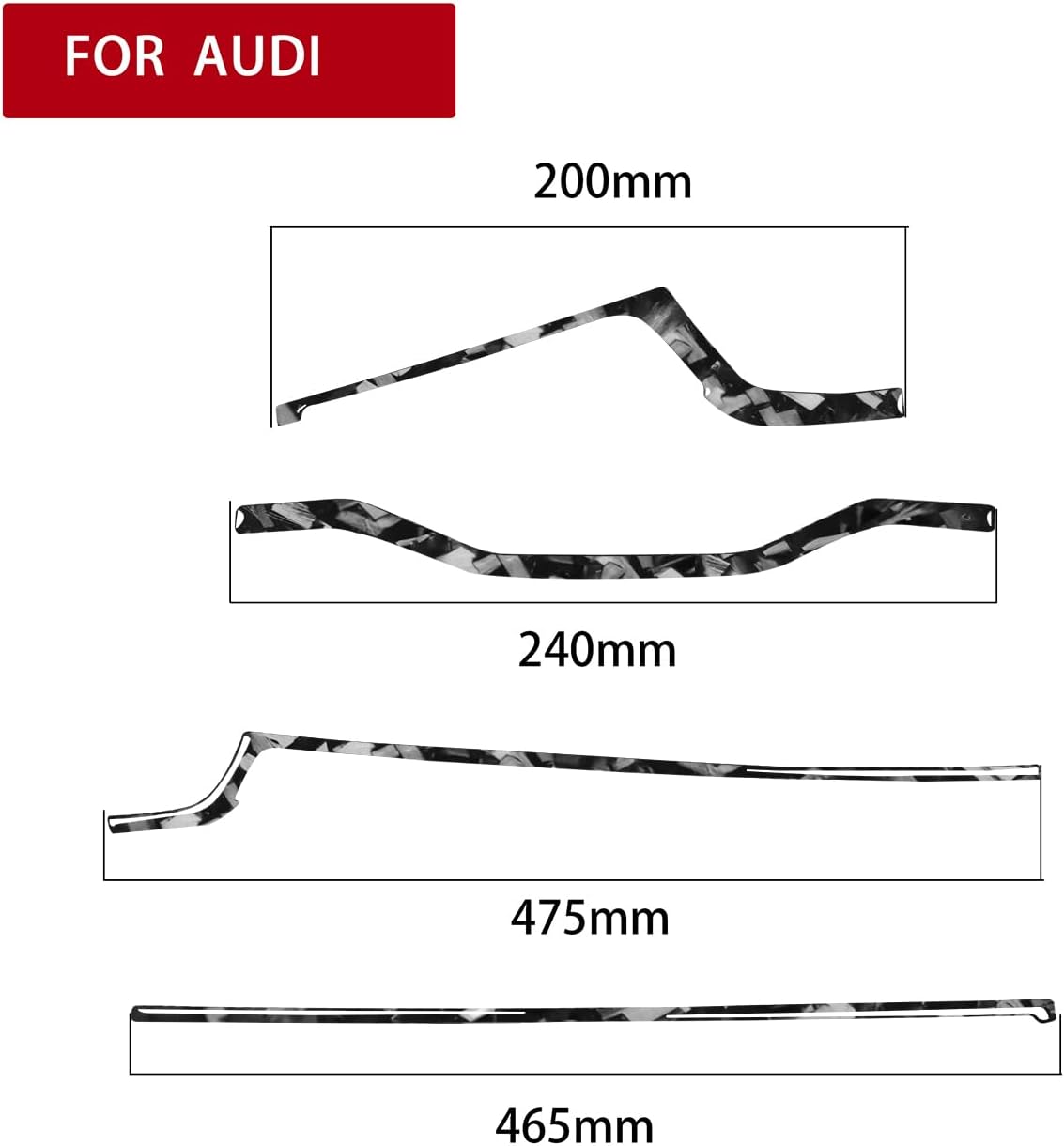 Car Forged Carbon Fiber Accessories Dashboard Decorative Strip Protective Cover Sticker Anti-Scratch Compatible with Audi A4 B9 2017 2018 2019
