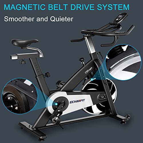 ECHANFIT Magnetic Belt Drive Exercise Bike Stationary Indoor Cycling Bike With Infinite Resistance Levels Multiple Hand Grip Positions Tablet Holder And 30 LBS Quiet Flywheel For Home Workout - Home Fitness Guru ECHANFIT Magnetic Belt Drive Exercise Bike Stationary Indoor Cycling Bike With Infinite Resistance Levels Multiple Hand Grip Positions Tablet Holder And 30 LBS Quiet Flywheel For Home Workout - Image 3