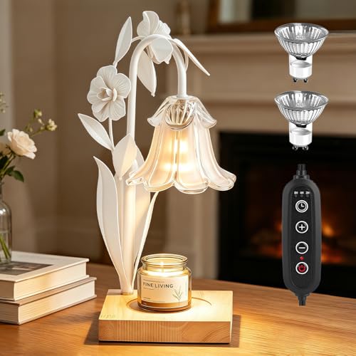 Image of Candle Warmer Lamp with Timer Dimmer, Adjustable Height Flower Candle Lamp | House Warming Gifts New Home Decor, Mothers Day Birthday Gifts for Women Mom Sister, Wax Melt Warmer for Jar Candles