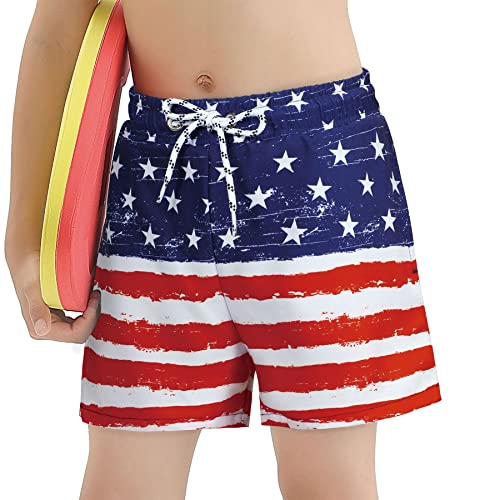 Zando Boys 4th of July Swim Trunks Boys Swim Trunks Size 10-12 Swimsuit Boy Toddler Boy Swim Shorts Toddler Bathing Suit Boy Quick Dry Swimwear American Flag 10-12 Years3