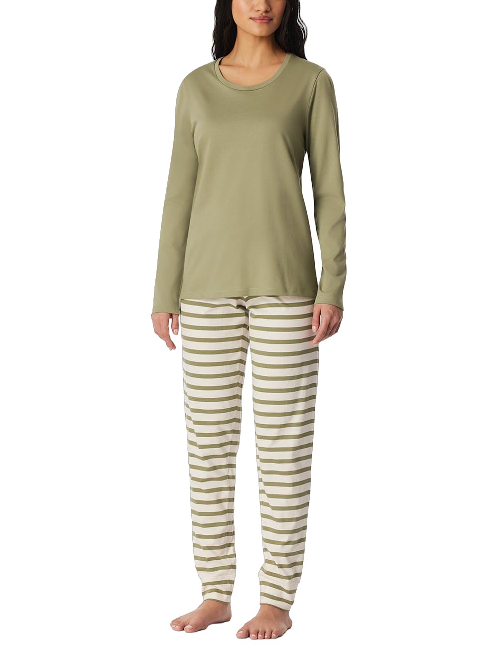 Schiesser Damen Schlafanzug lang mit Bündchen Baumwolle - Nightwear