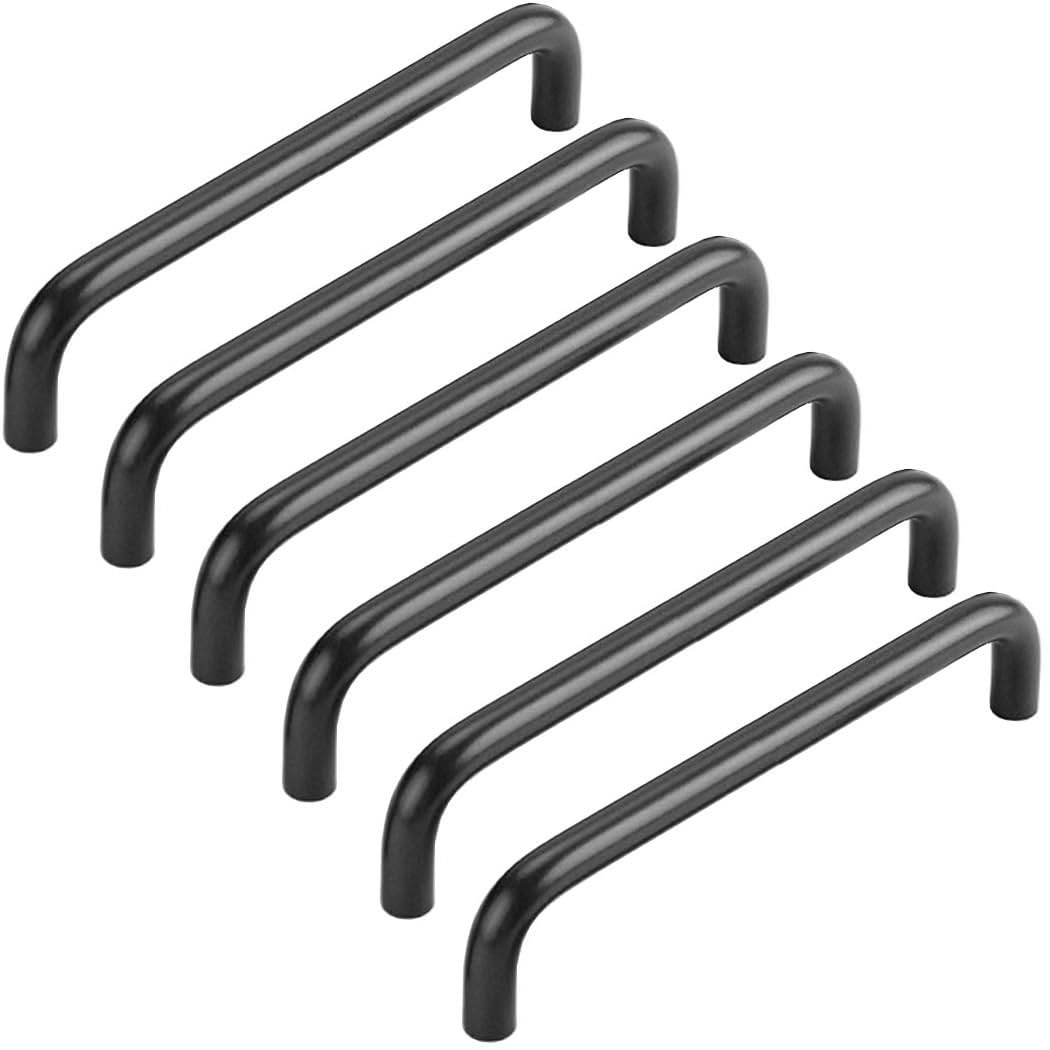 ZESLIV Pack of 6 Furniture Handles, Kitchen Cabinet Handles Made of Aluminium, Hole Spacing 96 mm, Black Bar Handles, Drawer Handle with Screws for Children's Room, Wardrobe