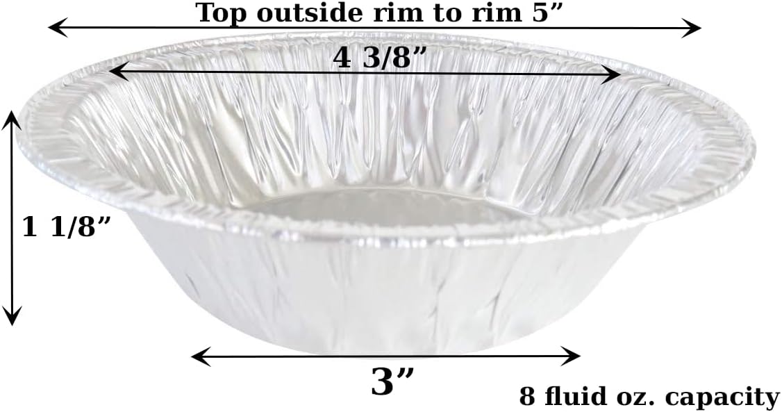 Safca KitchenDance Disposable Colored Aluminum Individual Pie Pan - 5 Inches Round Tart Pan for Pies, Tarts, Casseroles - Aluminum Foil Baking Pan Perfect for Baking, Preparing Food #501, 1000 count