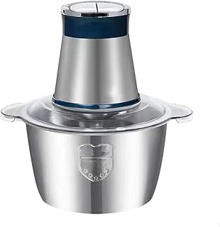 JJINPIXIU Mini siekacz, maszynka do mielenia mięsa, robot kuchenny, z grubą szklaną miską o pojemności 2 l, 2-biegowa regulacja prędkości, odłączane ostrze 4D, odpowiednia do mięsa, warzyw, owoców, ce