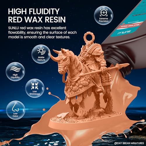 Image of SUNLU 10K Red Wax 3D Printer Resin, High Precision 405nm UV-Curing Resin with Delicate Texture for MSLA /DLP /LCD 3D Printing, 2000g Red Wax Resin
