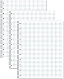 TUL Discbound Grid Filler Paper A4, 11 Disc Graph Paper, Letter Size 300Sheets / 600Pages Loose Leaf Paper, 100gsm White Paper, 8.5'' x 11''