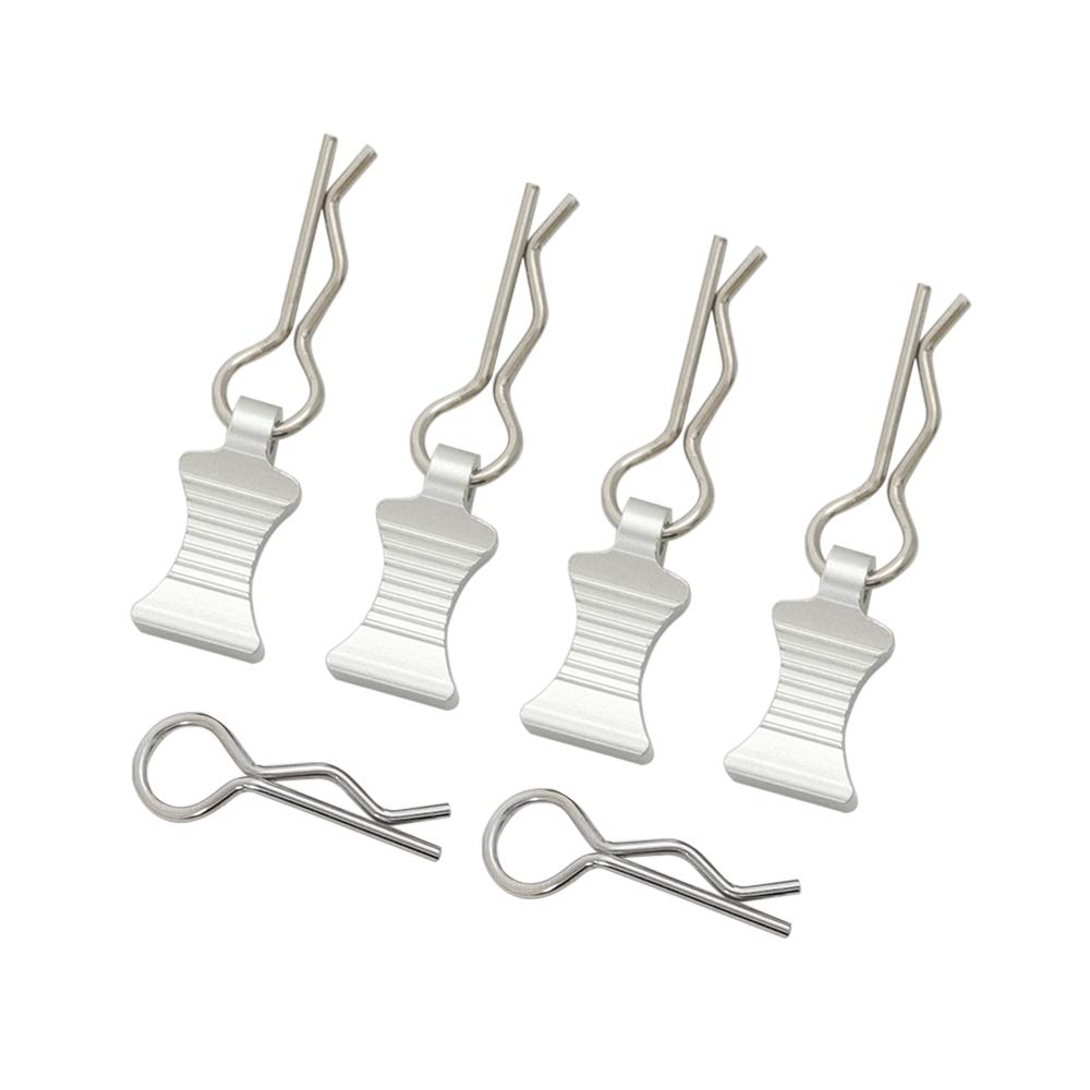 Alin-Z 4 Pcs Stainless Steel R Type Car Shell Fixed Body Clip with Tab for 1/8 1/10 1/12 RC Crawler Axial Capra Yeti SCX10 Upgrade Part ( Color : Silver )