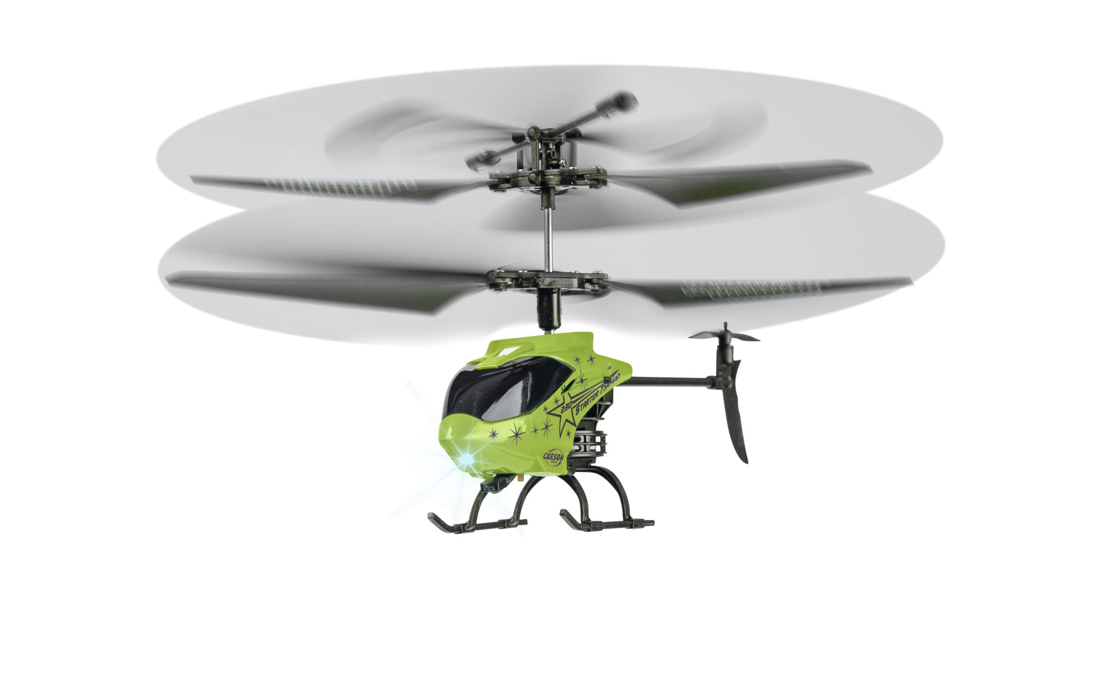 Carson 500507182 Starter Tyrann 230 IR 2Ch RTF Verde: Helicóptero para Principiantes, RC, Juguete a Control Remoto, de Interior