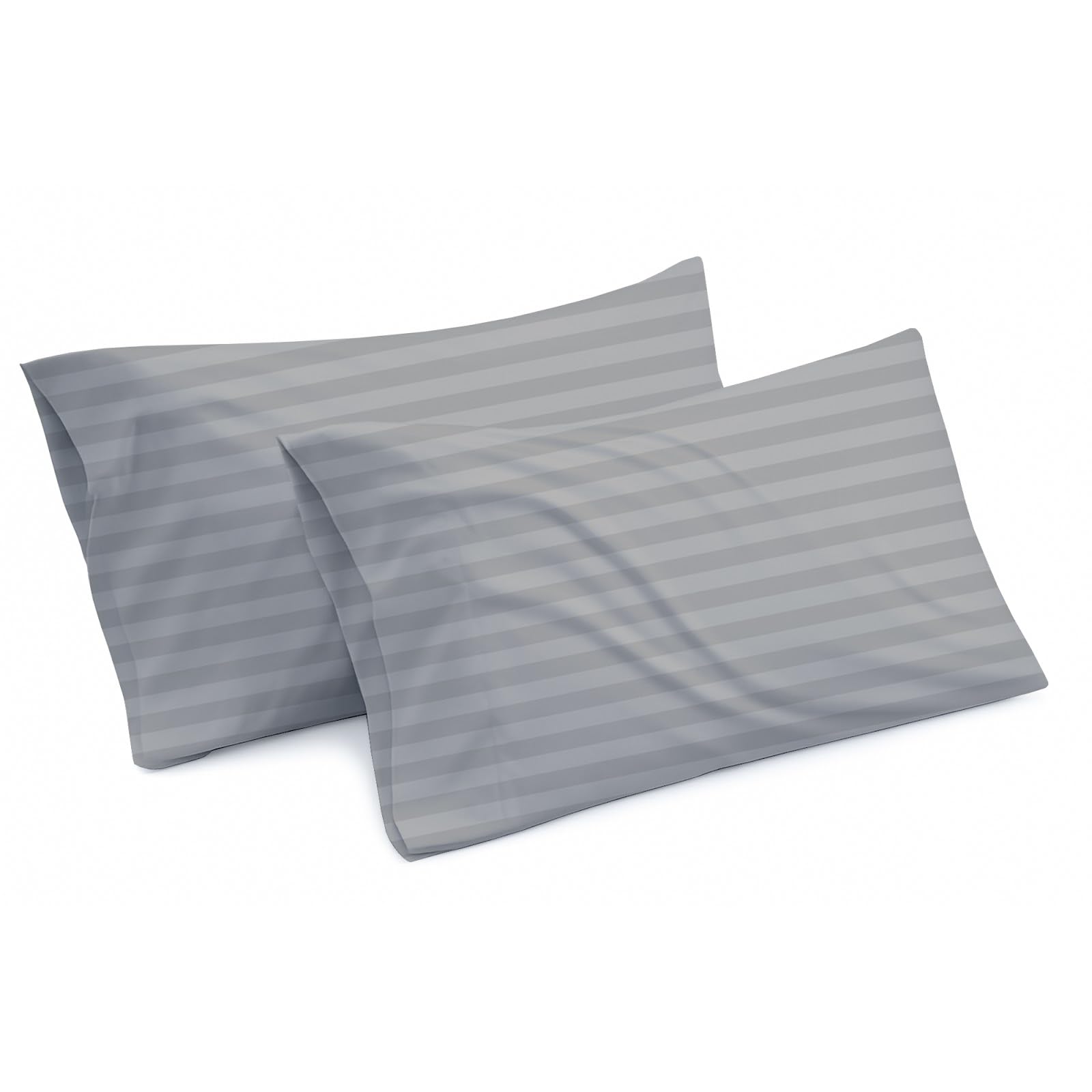 100% Egyptian Cotton Pillowcases - 400 TC Egyptian Quality Set of 2 Pillow Cases - Silky Soft 2pc Pillow Cover (King,Light Grey) Stripe
