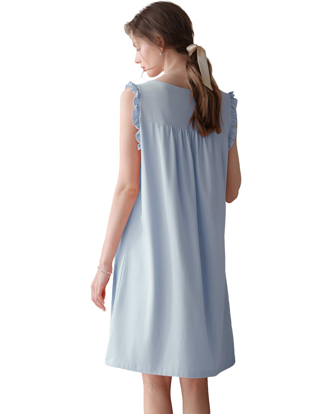 Nanxson Camicia da Notte Donna Cotone Lavorato a Maglia Senza Maniche Camicia da Notte Scollo a V Abbigliamento da Notte