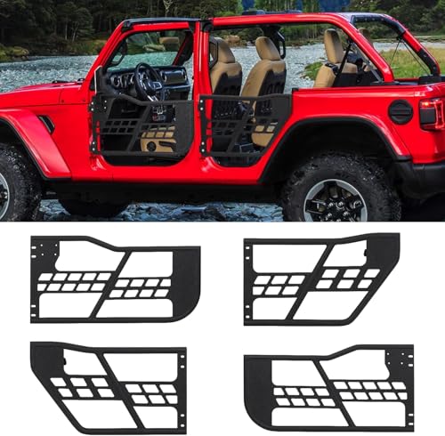 Garvee Tube Doors Compatible with 2018-2026 Wrangler JL & 2020-2026 Gladiator JT 4-Door Set of 4 Off-Road Tubular Half Doors Heavy Duty Steel Textured Black No Mirrors
