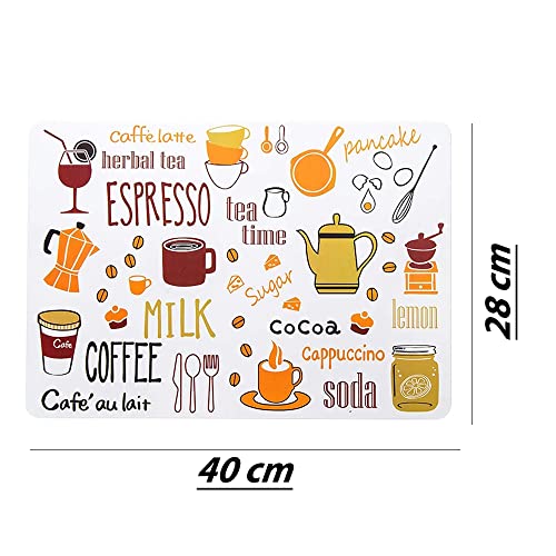 Image of 8 Pieces PVC PlaceMat - Non-Slip, Heat Resistant and Washable Hot Insulation Pad - Modern Waterproof Placemats for Decorations, Dining Table, Kitchen, Restaurant, Hotel (8-Piece, Brown)