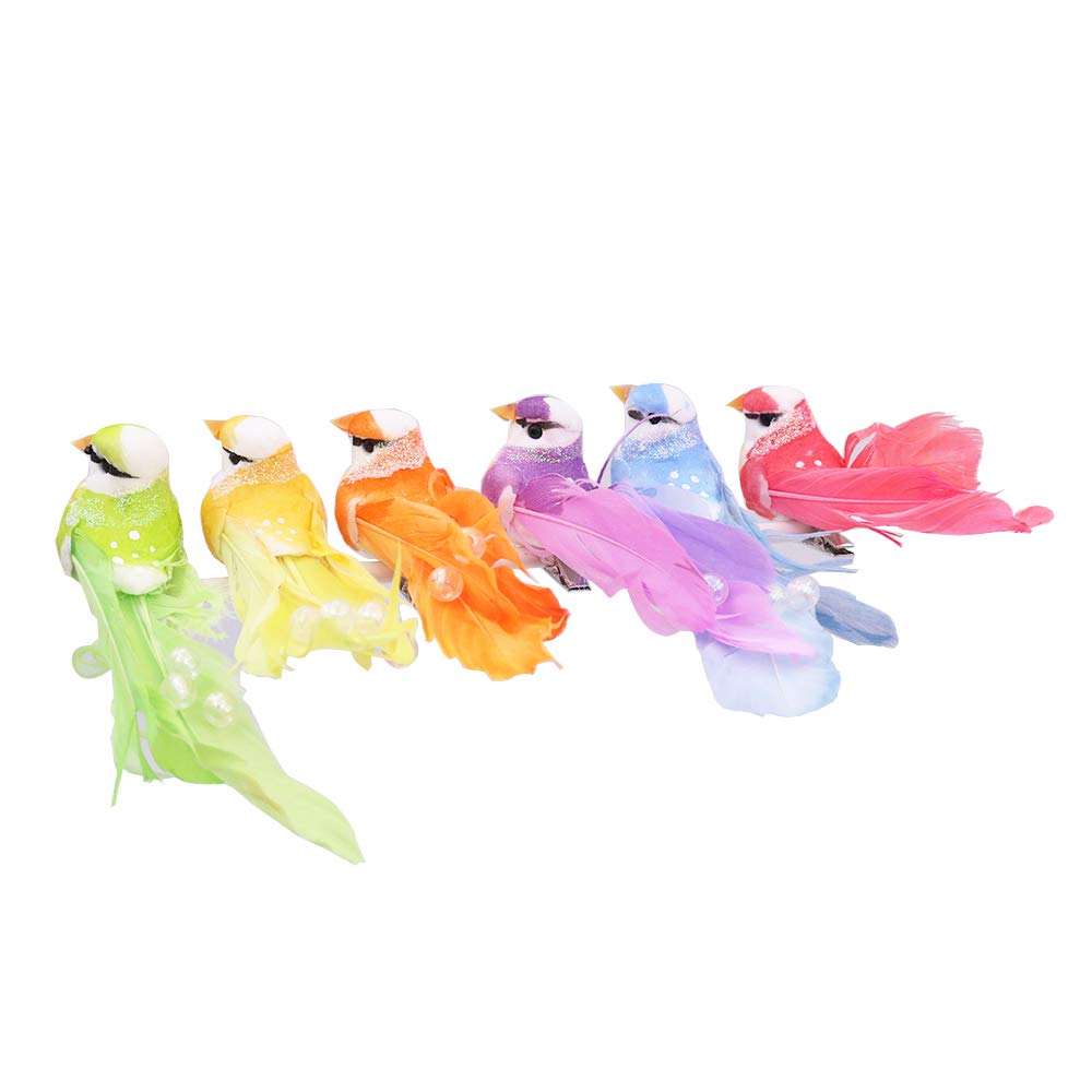 Namvo Uccelli artificiali colorati, 12 pezzi, piume di schiuma