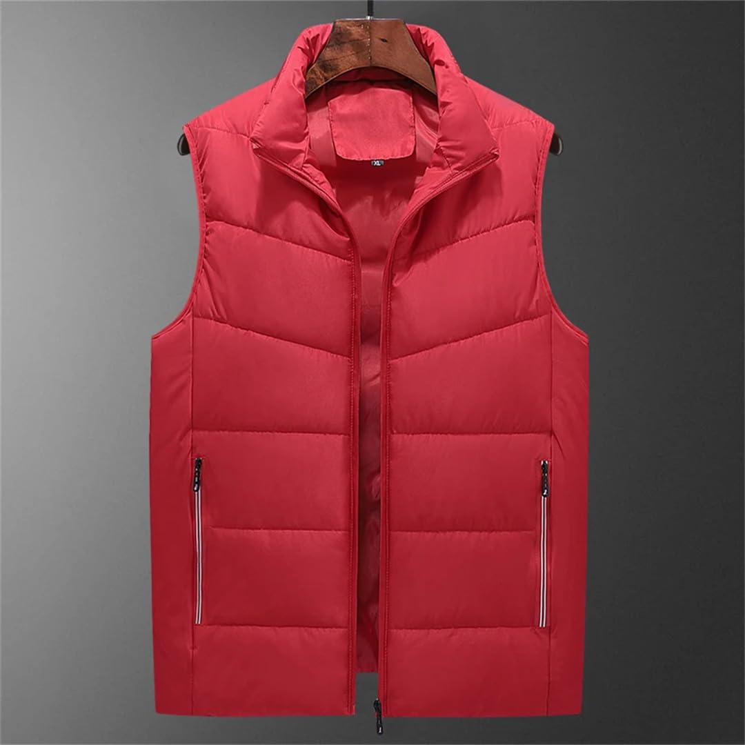 Moda uomo caldo gilet casual senza maniche cotone cerniera risvolto collare gilet