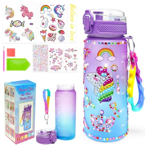 Eichhoo Kids Water Bottle Decoration: Unicorn Gifts for 5 6 4 7 8 Year Old Girls Toy Arts and Crafts for Kids Age 3-12 Diamond Painting Art Stickers Ideal Birthday Christmas Gifts Unicorn Toys