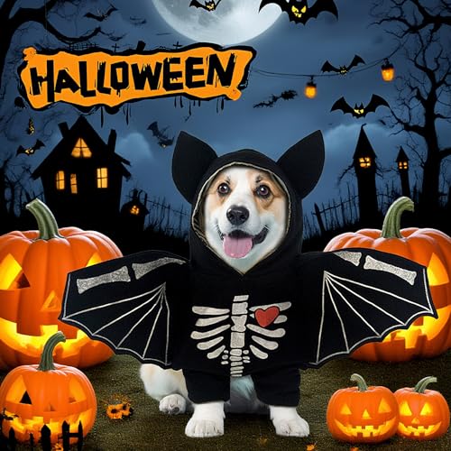 HAIJIYUNTU Hundekostüm Halloween, Halloween Kostüm Hund, Hunde Halloweens Kostüm, Halloweens Hundekostüm, Skelett Haustier Kostüm Für Haustier Party, Cosplay