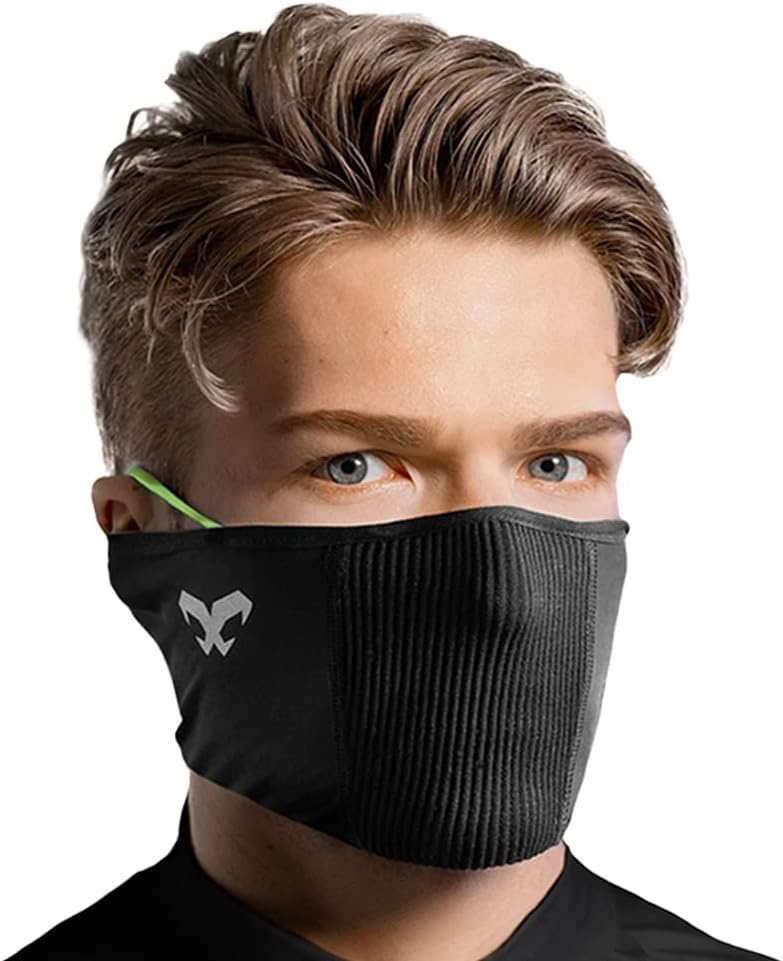 F1s - Reusable Anti-Dust Cooling Breathable Sports Mask with UV Protection for Cycling Running Biking (Medium, Black)