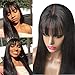 Flequillo postizo mujer rizado perfectos humano no Lace suave pelo natural larga...