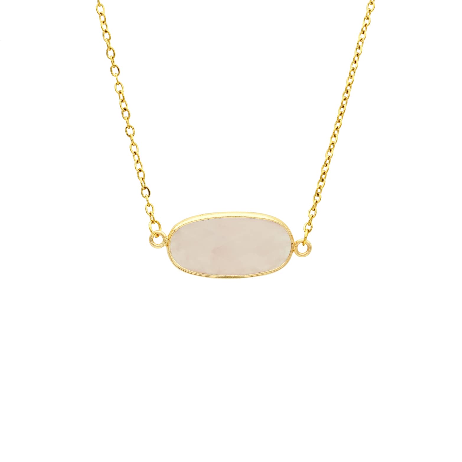 JSEACrystal Necklace Womens Multi Style Oval Stone Pendant Gold Chain Ladies Crystal Stone Jewelry, No Gemstone