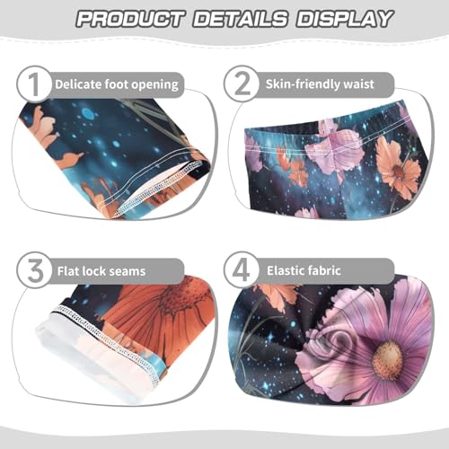 Bolaz Toddler Girls Leggings Printed Yoga Pants Leggings Orange Pink Flower for Kids3