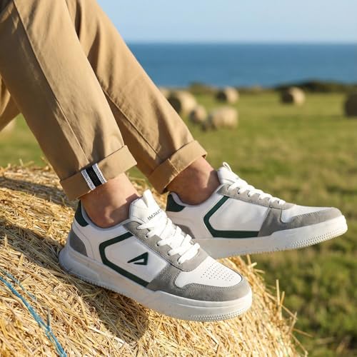 Image of Impakto Studio Flex Mens Sneakers | Lightweight Streetwear Style Casual Shoes for Travel & College | Cushioned Insole | Low Top Shoes & Wide Toe | Slip Resistance Outsole for Firm Grip Green