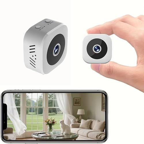 AYJYZHIAG Mini caméra de sécurité 6K sans Fil WiFi 2,4 GHz avec Vision Nocturne, Surveillance à Distance et Maison connectée (Nouveau)(White-No Card)