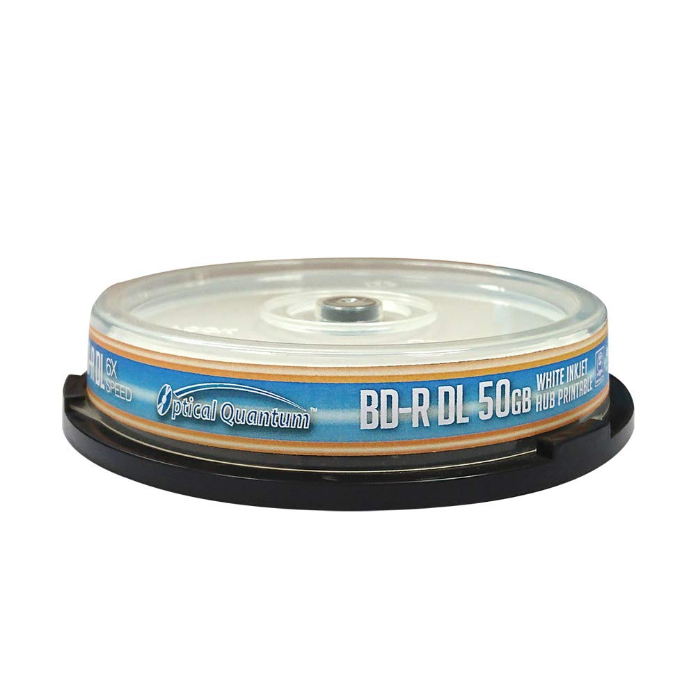 Optical Quantum 6X 50GB BD-R DL Double Layer White Inkjet Hub Printable - 10 pcs